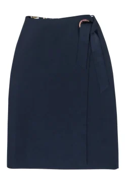 Ted Baker - Navy Wrap Skirt w/ Rose Gold "O" Ring Detail Sz 6