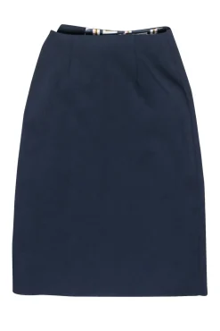 Ted Baker - Navy Wrap Skirt w/ Rose Gold "O" Ring Detail Sz 6