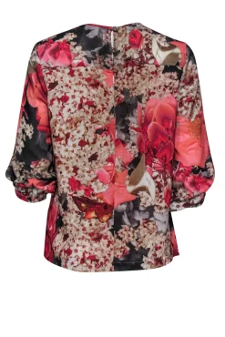Ted Baker - Pink & Grey Floral Print Blouse Sz S