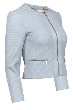 Ted Baker - Powder Blue Grid Textured Zip-Up Jacket Sz 2