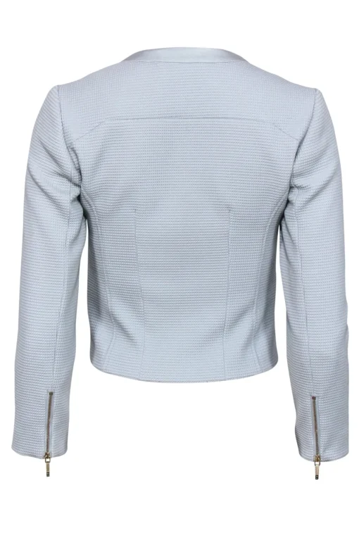 Ted Baker - Powder Blue Grid Textured Zip-Up Jacket Sz 2