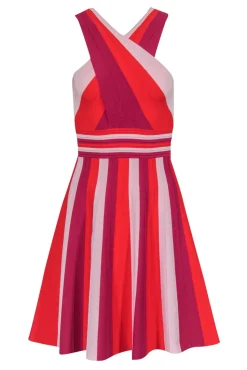 Ted Baker - Red, Pink & Fuchsia Crossed Top Knit Dress Sz 4