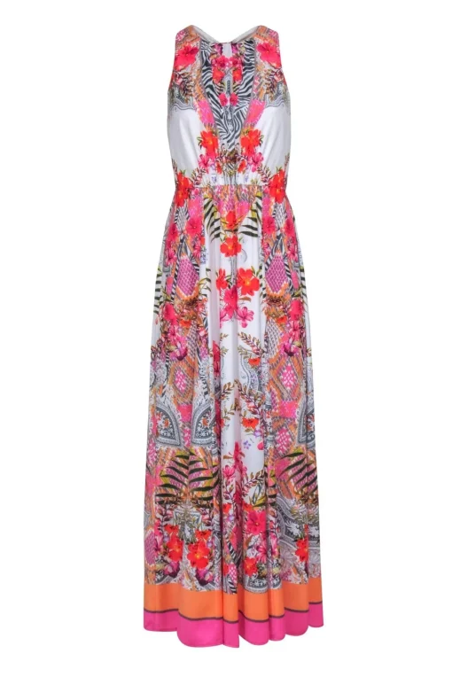 Ted Baker - White & Multi Color Floral Print Maxi Dress Sz 6