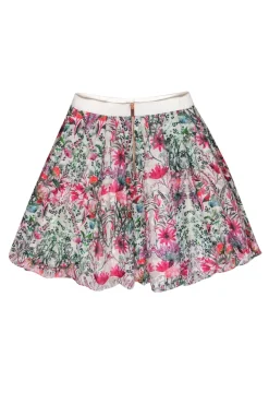 Ted Baker - White & Pink Floral Textured A-Line Skirt Sz 6