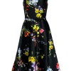 Teri Jon - Black & Multi Color Floral Belted Dress Sz 6