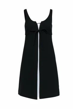 Teri Jon - Black & White Double Layer Sleeveless Shift Midi Dress Sz 4