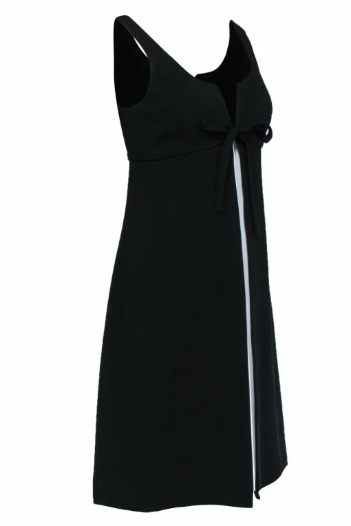 Teri Jon - Black & White Double Layer Sleeveless Shift Midi Dress Sz 4