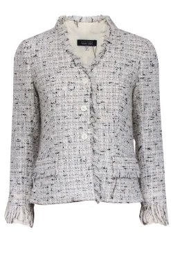 Teri Jon - Ivory & Black Tweed Button Front Jacket Sz 6