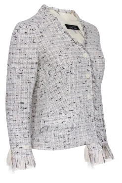 Teri Jon - Ivory & Black Tweed Button Front Jacket Sz 6