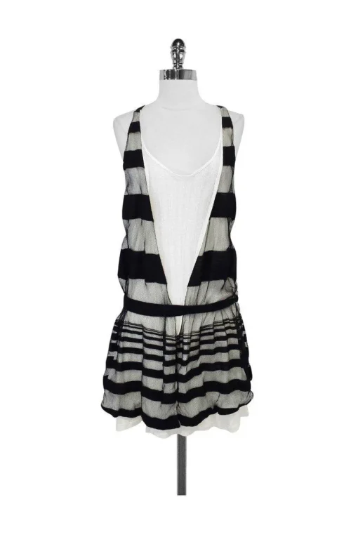 Thakoon - Black & White Cotton Blend Sleeveless Dress Sz 10