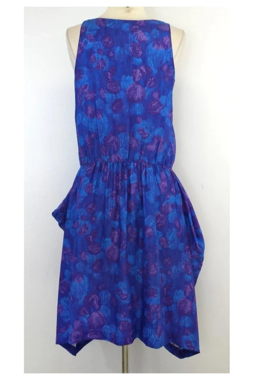 Thakoon - Blue & Purple Print Silk Sleeveless Dress Sz 6