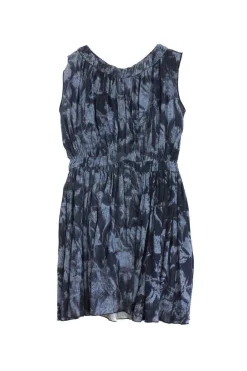 Thakoon - Blue Denim Print Gathered Sleeveless Dress Sz 0