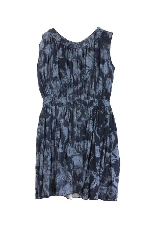 Thakoon - Blue Denim Print Gathered Sleeveless Dress Sz 0
