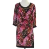Thakoon - Brown & Pink Patterned Leather Trim Dress Sz 6