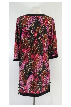 Thakoon - Brown & Pink Patterned Leather Trim Dress Sz 6