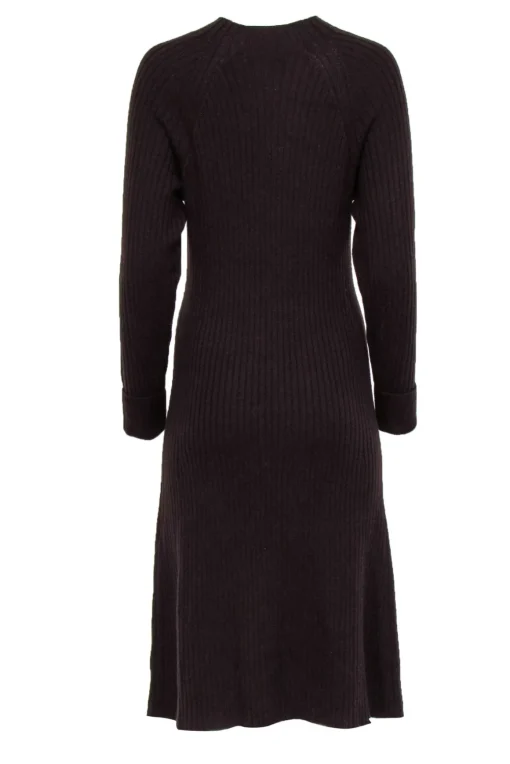 Thakoon - Brown Wool Blend Long Sleeve Rib Knit Sweater Dress Sz M