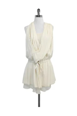 Thakoon - Cream Silk & Wool Layered Cross Back Dress Sz 4