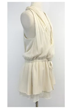 Thakoon - Cream Silk & Wool Layered Cross Back Dress Sz 4