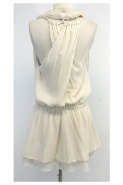 Thakoon - Cream Silk & Wool Layered Cross Back Dress Sz 4