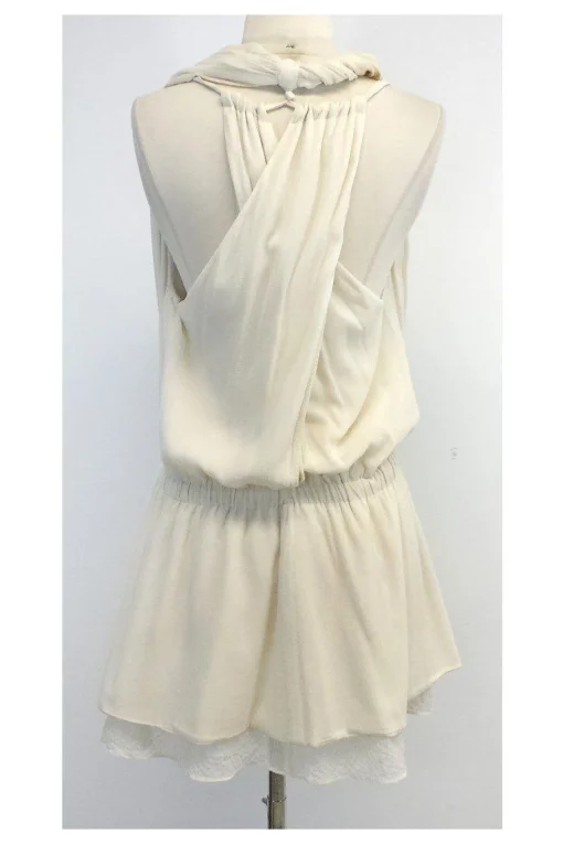Thakoon - Cream Silk & Wool Layered Cross Back Dress Sz 4