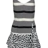 Thakoon Addition - Black & White Multi-Patterned Slip Dress Sz 8