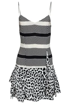 Thakoon Addition - Black & White Multi-Patterned Slip Dress Sz 8