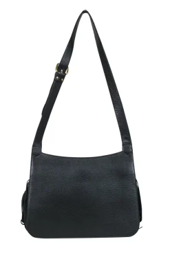 Thale Blanc - Black Leather Shoulder Bag w/ Fringe