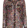 The Kooples - Black & Multi Color Floral Button Down Top Sz S
