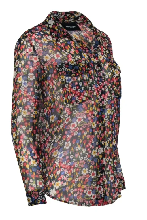 The Kooples - Black & Multi Color Floral Button Down Top Sz S