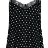 The Kooples - Black & White Polka Dot Cami w/ Lace Trim Sz S