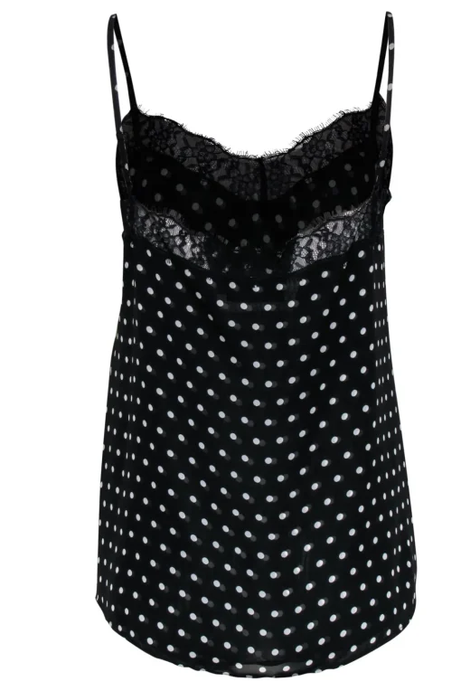 The Kooples - Black & White Polka Dot Cami w/ Lace Trim Sz S