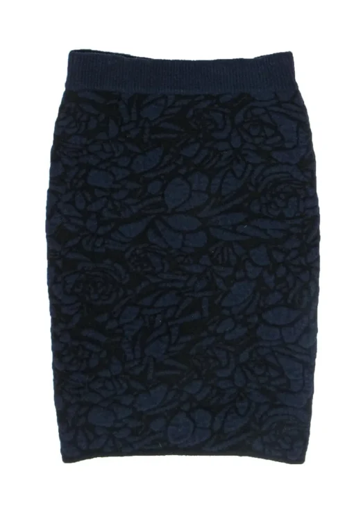 The Row - Navy & Black Fuzzy Textured Pencil Skirt Sz S