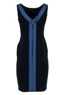 Theia - Navy w/ Multi Color Floral Patterned Front Dress Sz 8