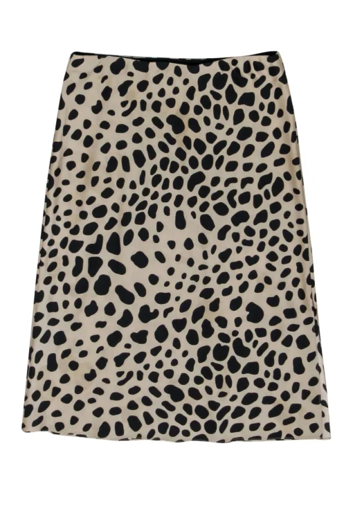 Theory - Beige & Black Giraffe Print Side Slit Midi Skirt Sz S