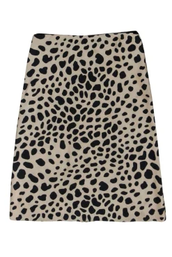 Theory - Beige & Black Giraffe Print Side Slit Midi Skirt Sz S