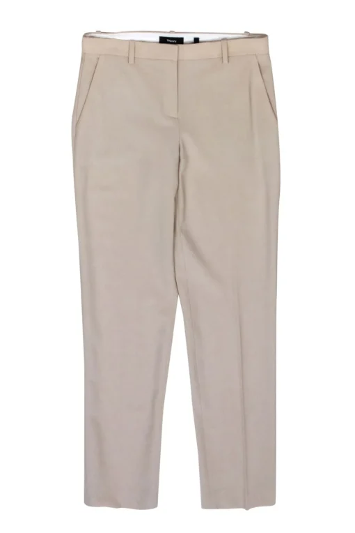 Theory - Beige Wool Slim Fit Tapered Dress Pants Sz 0