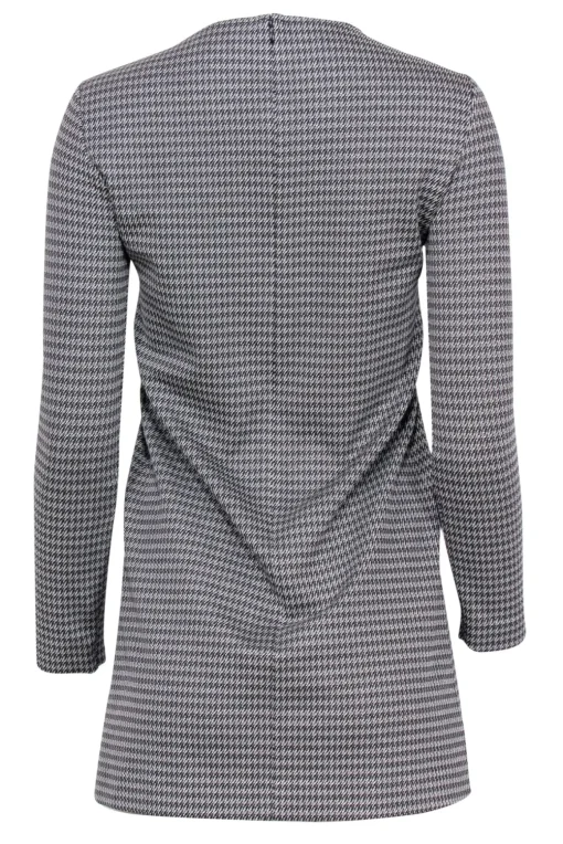 Theory - Black & Grey Mini Houndstooth Print Long Sleeve Dress Sz 0