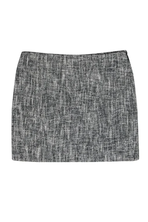 Theory - Black & White Marbled Tweed Miniskirt Sz 2