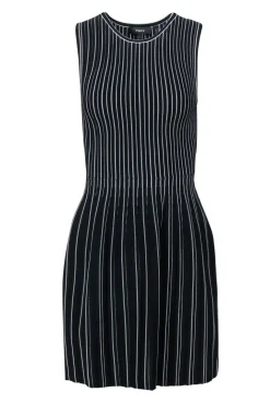 Theory - Black & White Pinstriped Sleeveless “Shell” Sheath Dress Sz P