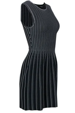 Theory - Black & White Pinstriped Sleeveless “Shell” Sheath Dress Sz P