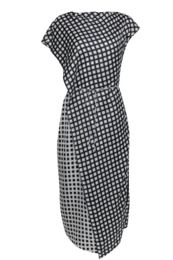 Theory - Black & White Square Print Silk Wrap Dress Sz 10