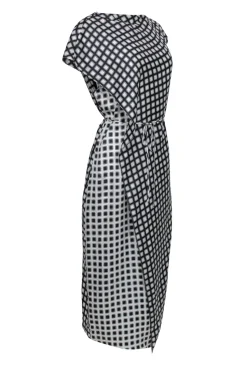 Theory - Black & White Square Print Silk Wrap Dress Sz 10