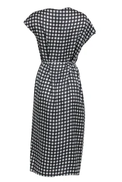 Theory - Black & White Square Print Silk Wrap Dress Sz 10