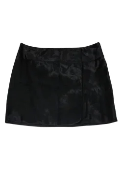 Theory - Black Calf Fur Wrap Miniskirt Sz 12
