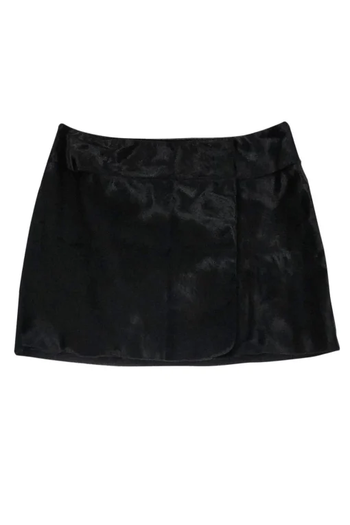 Theory - Black Calf Fur Wrap Miniskirt Sz 12