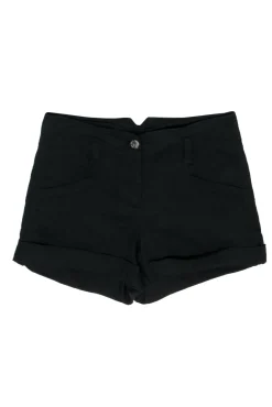 Theory - Black High Waisted Linen Blend Shorts Sz 2