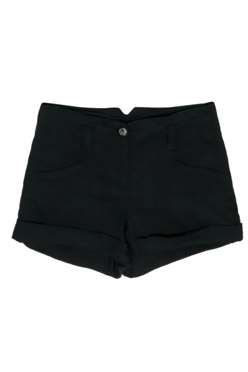 Theory - Black High Waisted Linen Blend Shorts Sz 2