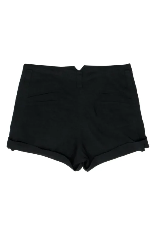 Theory - Black High Waisted Linen Blend Shorts Sz 2