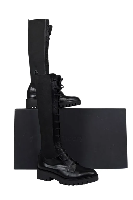 Theory - Black Laced Lug Boot Sz 10