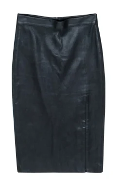 Theory - Black Lamb Leather w/ Zipper Front Slit Sz 0